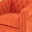 オレンジファブリックコンパクトチェスターフィールドシングルソファ　VINCENT