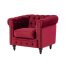 レッドファブリックコンパクトチェスターフィールドシングルソファ　VINCENT