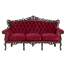 ロココ調3シーターソファ　ブラウン x レッド　Symphony(シンフォニー)