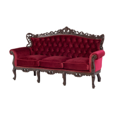 ロココ調3シーターソファ　ブラウン x レッド　Symphony(シンフォニー)