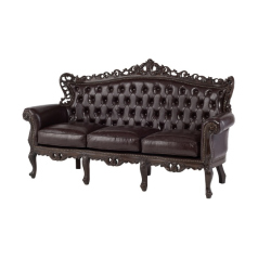 ロココ調3シーターソファ　ブラウン x ブラウン　Symphony(シンフォニー)