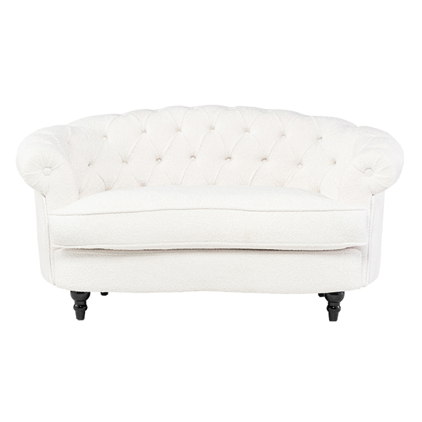 ホワイトボアファブリックフレンチスタイル2シーターソファ　MouSofa(モーソファ)