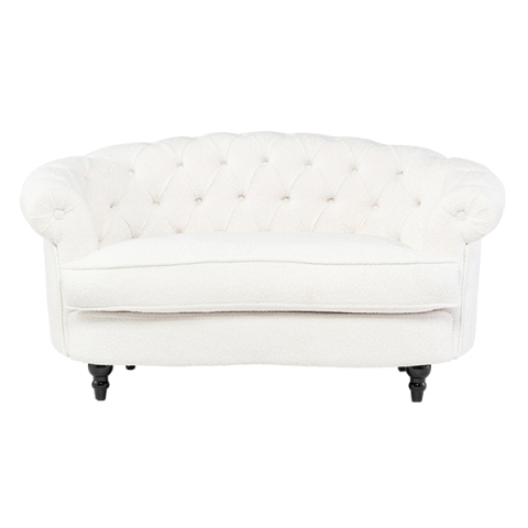 ホワイトボアファブリックフレンチスタイル2シーターソファ　MouSofa(モーソファ)