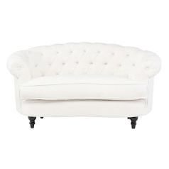 ホワイトボアファブリックフレンチスタイル2シーターソファ　MouSofa(モーソファ)