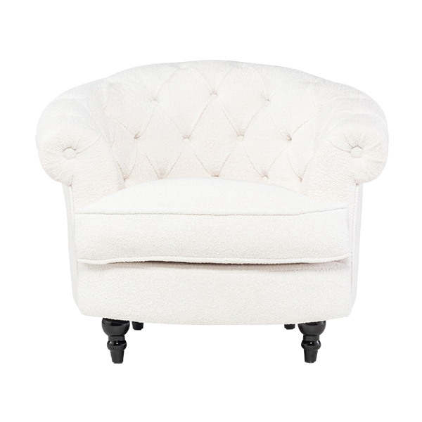 ホワイトボアファブリックフレンチスタイルシングルソファ　MouSofa(モーソファ)