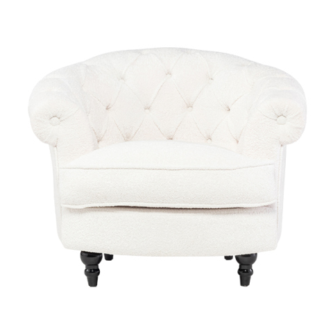 ホワイトボアファブリックフレンチスタイルシングルソファ　MouSofa(モーソファ)