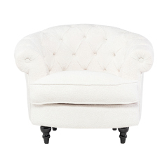 ホワイトボアファブリックフレンチスタイルシングルソファ　MouSofa(モーソファ)