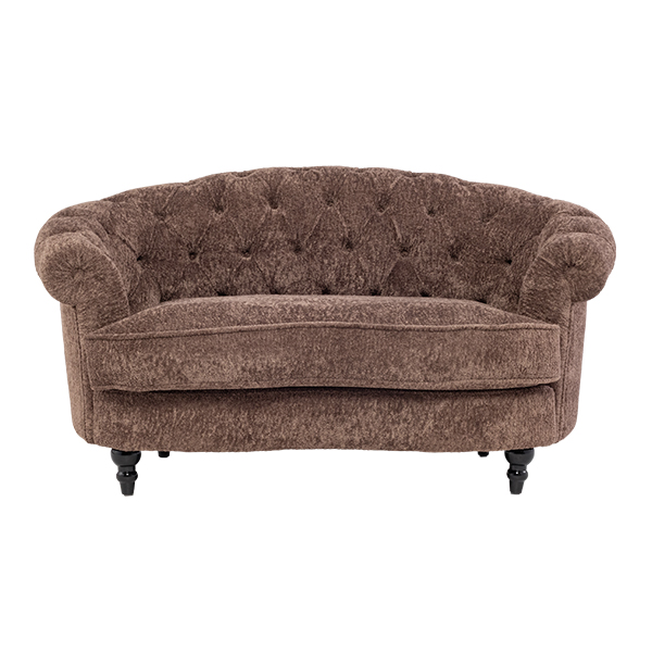 ブラウンボアファブリックフレンチスタイル2シーターソファ　MouSofa(モーソファ)