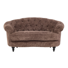 ブラウンボアファブリックフレンチスタイル2シーターソファ　MouSofa(モーソファ)