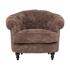 ブラウンボアファブリックフレンチスタイルシングルソファ　MouSofa(モーソファ)