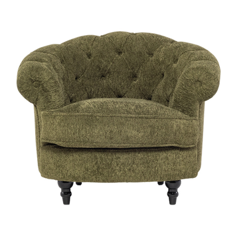 モスグリーンボアファブリックフレンチスタイルシングルソファ　MouSofa(モーソファ)