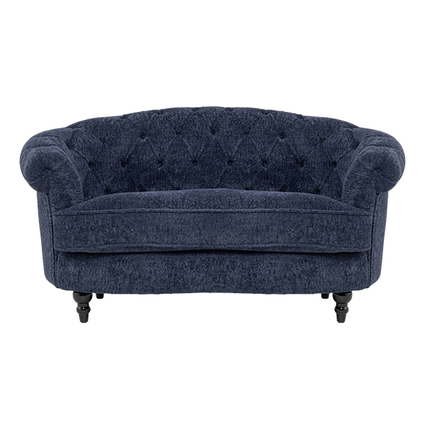 ネイビーブルーボアファブリックフレンチスタイル2シーターソファ　MouSofa(モーソファ)