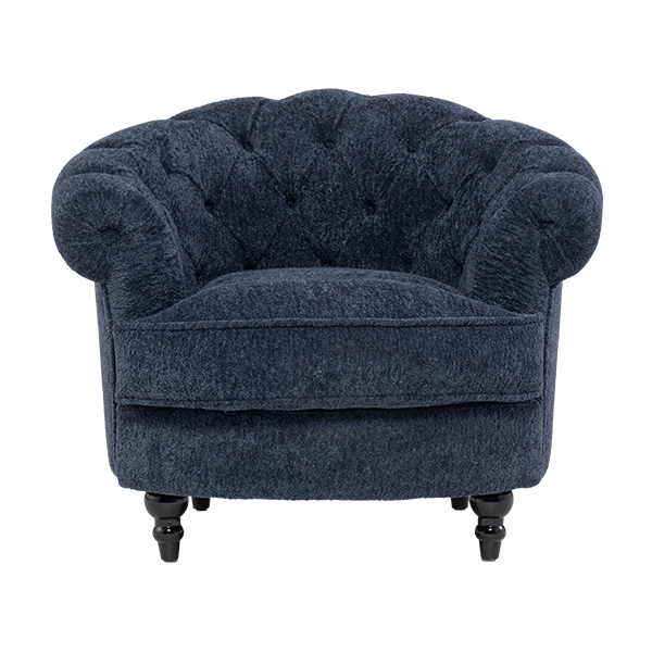 ネイビーブルーボアファブリックフレンチスタイルシングルソファ　MouSofa(モーソファ)