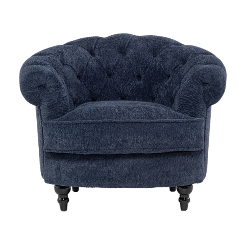 ネイビーブルーボアファブリックフレンチスタイルシングルソファ　MouSofa(モーソファ)