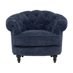 ネイビーブルーボアファブリックフレンチスタイルシングルソファ　MouSofa(モーソファ)