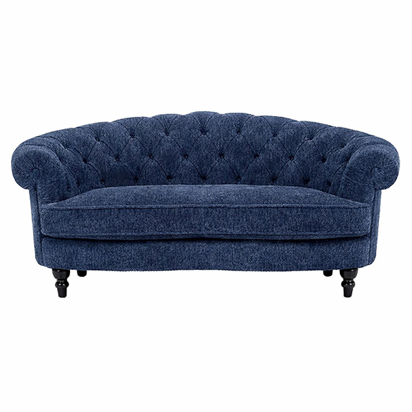 ネイビーブルーボアファブリックフレンチスタイル3シーターソファ　MouSofa(モーソファ)