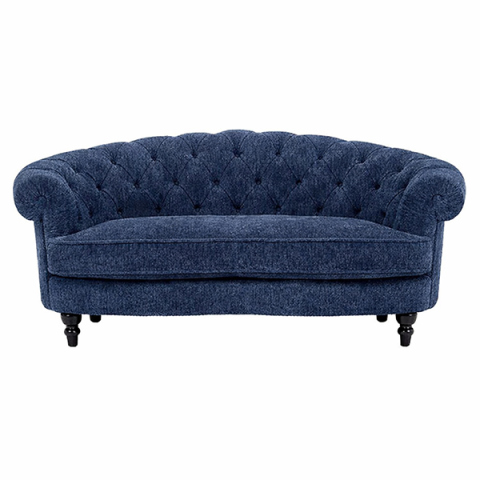 ネイビーブルーボアファブリックフレンチスタイル3シーターソファ　MouSofa(モーソファ)