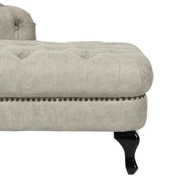 ライトグレーPUレザーコンパクトチェスターフィールド3シーターソファ