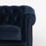 ネイビーブルーベルベットコンパクトチェスターフィールドシングルソファ　VINCENT