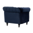 ネイビーブルーベルベットコンパクトチェスターフィールドシングルソファ　VINCENT