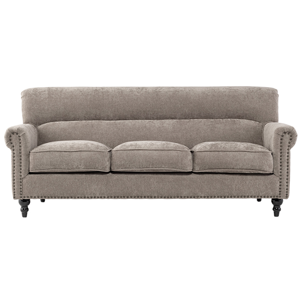 ライトグレーファブリックヴィンテージスタイル3シーターソファ　VINCENT(ヴィンセント)