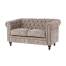 ライトグレーファブリックコンパクトチェスターフィールド2シーターソファ　VINCENT