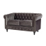 グレーベルベットコンパクトチェスターフィールド2シーターソファ　VINCENT