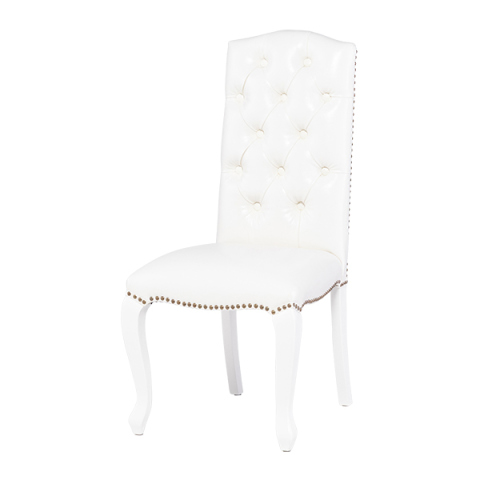 ホワイトPUレザーカブリオールレッグハイバックチェア