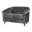 グレーベルベットコンパクトチェスターフィールドラウンジ2シーターソファ　VINCENT