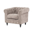 ライトグレーファブリックコンパクトチェスターフィールドシングルソファ　VINCENT