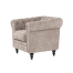 ライトグレーファブリックコンパクトチェスターフィールドシングルソファ　VINCENT