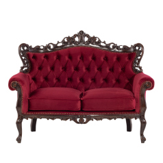 ロココ調2シーターソファ　ブラウン x レッド　Symphony(シンフォニー)
