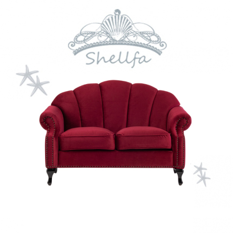 レッドベルベットシェルデザイン2シーターソファ　Shellfa(シェルファ)