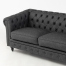 チャコールグレーPUレザーコンパクトチェスターフィールド2.5シーターソファ　VINCENT