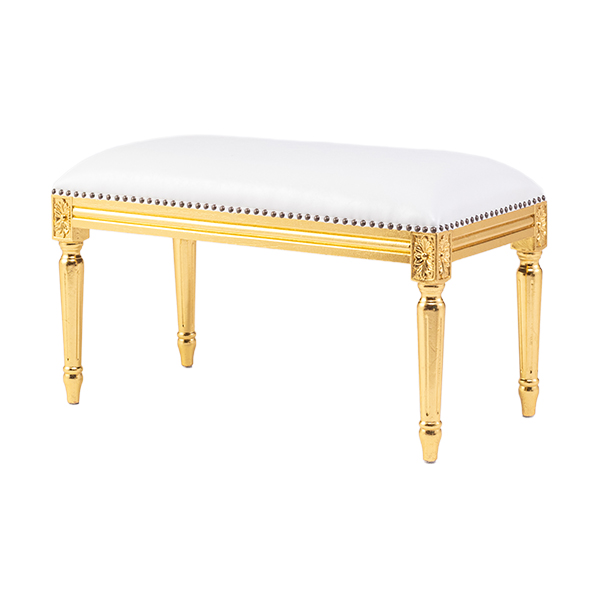 ロココ調スツール　ギルディングゴールド x PUホワイト