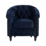 ネイビーブルーベルベットコンパクトチェスターフィールドラウンジシングルソファ　VINCENT