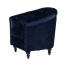 ネイビーブルーベルベットコンパクトチェスターフィールドラウンジシングルソファ　VINCENT
