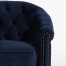 ネイビーブルーベルベットコンパクトチェスターフィールドラウンジシングルソファ　VINCENT