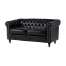 ブラックPUレザー&シルバーカラースタッズコンパクトチェスターフィールド2.5シーターソファ