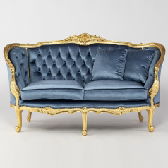 ロココラグジュアリー2シーターソファ　ギルディングゴールド x ブルーベルベット