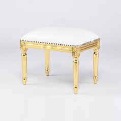 ロココ調スツール　ギルディングゴールド x PUホワイト　Sサイズ