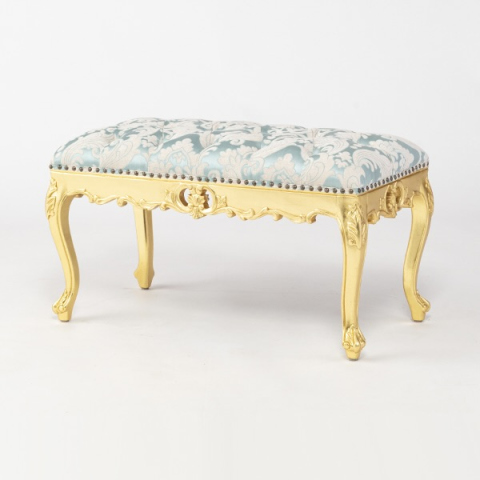 ロココ調スツール　ギルディングゴールド x ダマスク柄