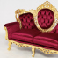 ロココハイグレード2シーターソファ　ギルディングゴールド x ルビーレッド