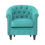 ターコイズブルーベルベットコンパクトチェスターフィールドラウンジシングルソファ　VINCENT