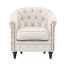 オフホワイトベルベットコンパクトチェスターフィールドラウンジシングルソファ　VINCENT