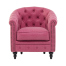 ローズピンクヴィンテージレザー調コンパクトチェスターフィールドラウンジシングルソファ　VINCENT