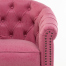 ローズピンクヴィンテージレザー調コンパクトチェスターフィールドラウンジシングルソファ　VINCENT
