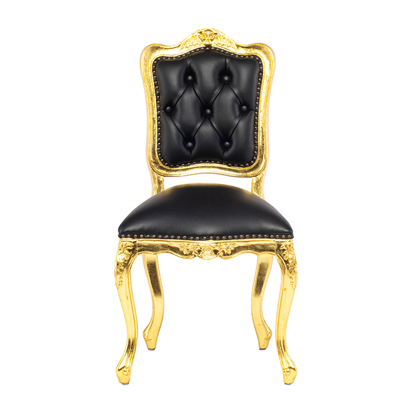 スカルバットレリーフシングルチェア　ギルディングゴールド x ブラック