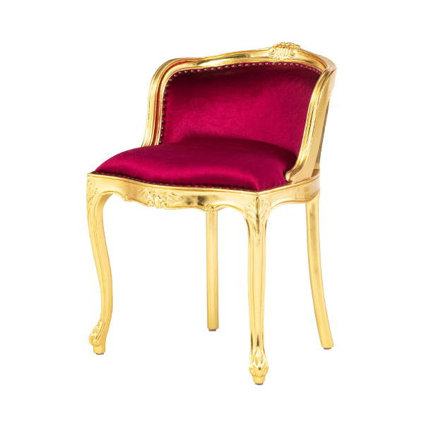 バニティースツール　ギルディングゴールド x ルビーレッドベルベット