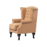 キャメルPUレザーチェスターフィールドウイングバックシングルソファ(アームチェア)